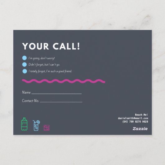 パーソナライズされた - RSVP ポストカード (裏面)