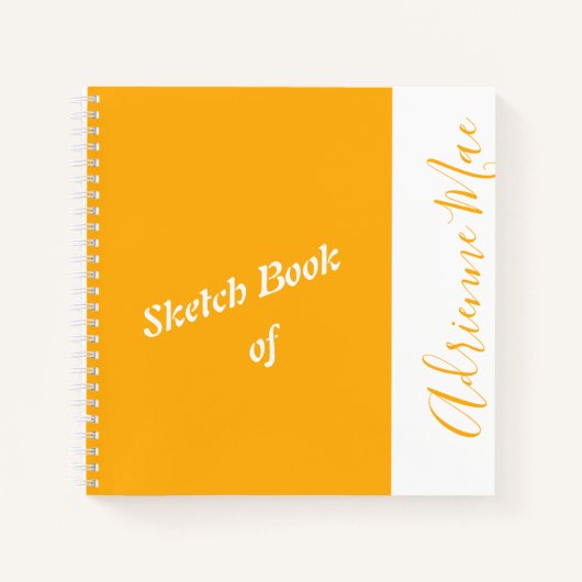 パーソナライズされた Sketchbookモダンという名前を黄色にする ノートブック (正面)