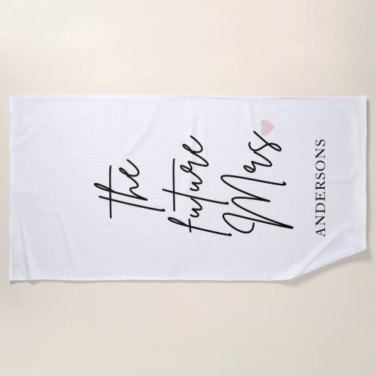 パーソナライズされた「The Future Mrs」ウェディング ビーチタオル | (正面)