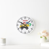 パーソナライズされたABCダンプトラック建築トラック ラウンド壁時計 (ホーム)