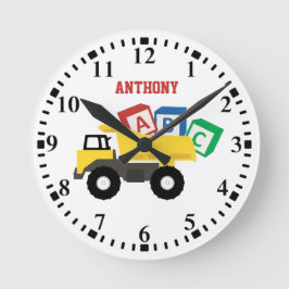 パーソナライズされたABCダンプトラック建築トラック ラウンド壁時計