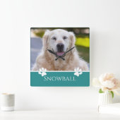 パーソナライズされたAdd-a-Dog Photo Square Wall Clock スクエア壁時計 (ホーム)