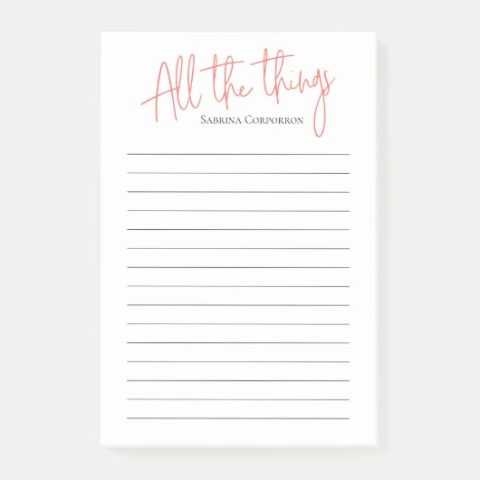 パーソナライズされたAll Things Script to doリスト ポストイット (正面)