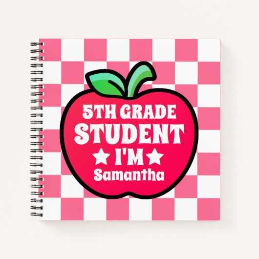 パーソナライズされたApple 5年生の学生名 ノートブック (正面)