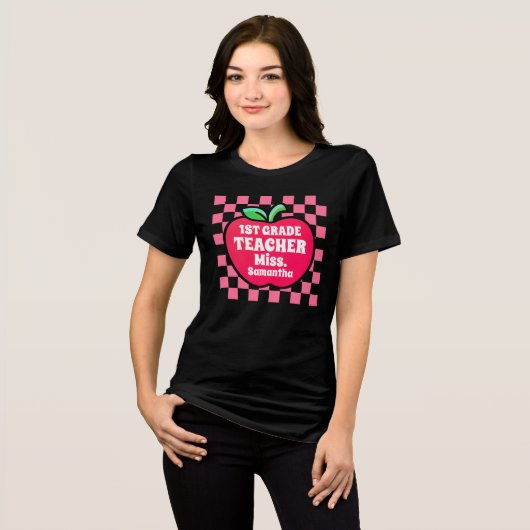 パーソナライズされたApple First Grade先生名 トライブレンドＴシャツ (正面全面)