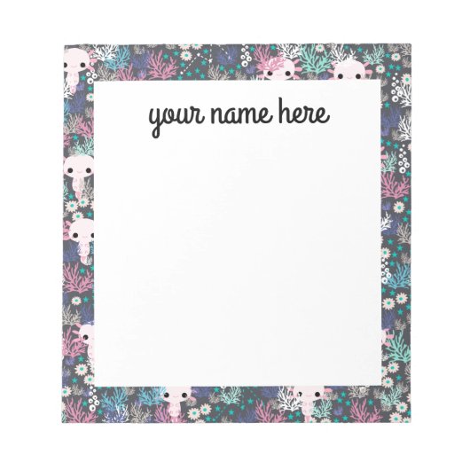 パーソナライズされたAxolotlメモ帳 ノートパッド (正面)