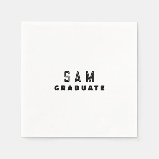 パーソナライズされたB/W卒業党 スタンダードカクテルナプキン (正面)