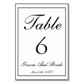 パーソナライズされたB&W結婚 テーブルナンバー (裏面)