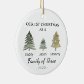 パーソナライズされたBabys初めてのクリスマス三家 セラミックオーナメント (右)