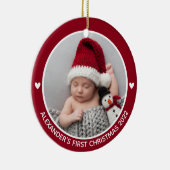 パーソナライズされたBabys初めてのクリスマス写真名（年） セラミックオーナメント (右)