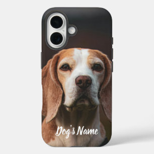 パーソナライズされたBeagle Dogの写真と名前 iPhone 16ケース
