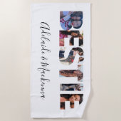 パーソナライズされたBestie BFF Friends最高の Photo Collage ビーチタオル (正面)