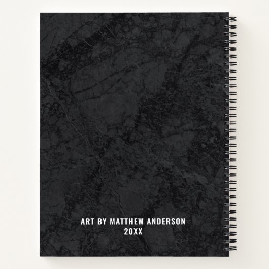 パーソナライズされたBlack Marble Sketchbook Your Name Not ノートブック (裏面)