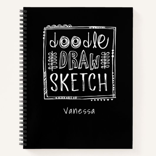 パーソナライズされたBlack Sketchbookノートブック ノートブック (正面)