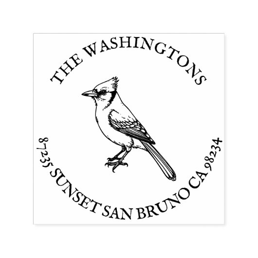 パーソナライズされたBlue Jay差出人住所スタンプ名 セルフインキングスタンプ (デザイン)