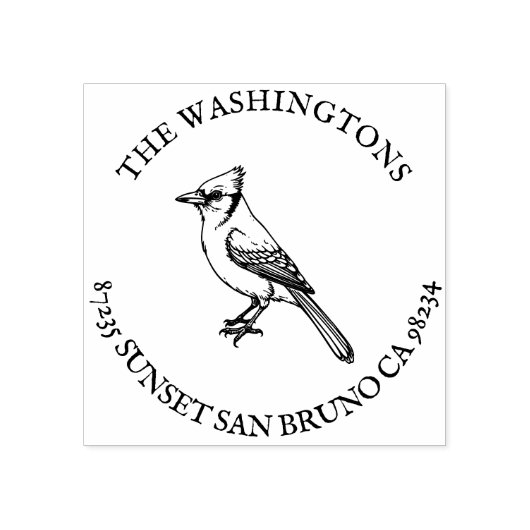 パーソナライズされたBlue Jay差出人住所スタンプ名 ラバースタンプ (インプリント)