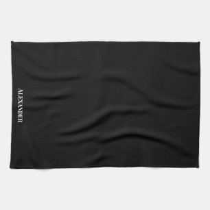 パーソナライズされたBrand Black Plain 無地の White Script キッチンタオル