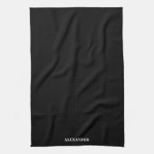 パーソナライズされたBrand Black Plain 無地の White Script キッチンタオル (縦)