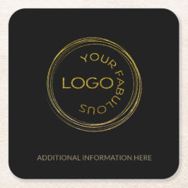 パーソナライズされたBusiness Black金ゴールドロゴの追加 スクエアペーパーコースター