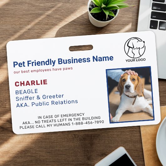 パーソナライズされたBusiness Pet企業の Dog Photo ID バッジ