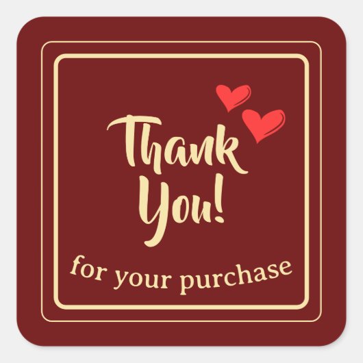 パーソナライズされたBusiness Thank You文字 スクエアシール (正面)