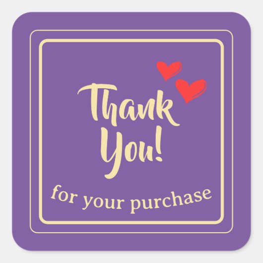 パーソナライズされたBusiness Thank You文字 スクエアシール (正面)