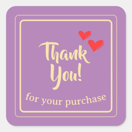 パーソナライズされたBusiness Thank You文字 スクエアシール (正面)