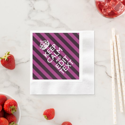 パーソナライズされたCALM保とピンクのテキスト 縁ありカクテルナプキン (インサイチュ)