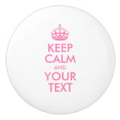 パーソナライズされたCALM保とYOUR TEXT – ピンク色の単語 セラミックノブ (正面)