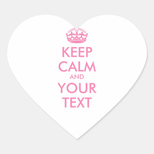 パーソナライズされたCALM保とYOUR TEXT – ピンク色の単語 ハートシール (正面)