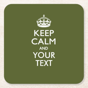 パーソナライズされたCalm保 And Your Text for Kaki スクエアペーパーコースター