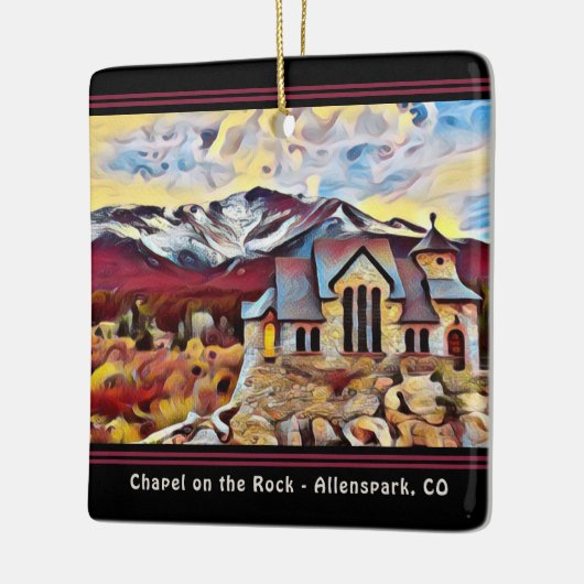 パーソナライズされたChapel on the Rock Coloradoクリスマス セラミックオーナメント (左)