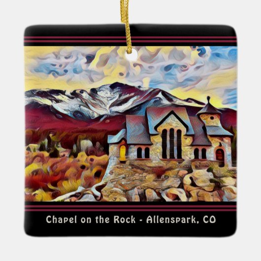 パーソナライズされたChapel on the Rock Coloradoクリスマス セラミックオーナメント (正面)