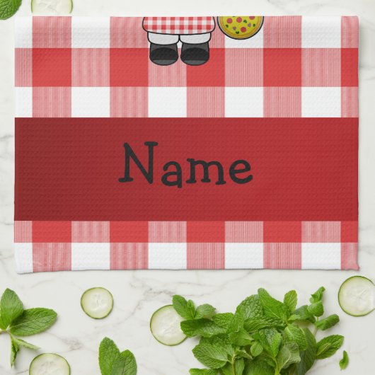 パーソナライズされたchefに赤イタリアン白の名前を付けます キッチンタオル (折り畳み)
