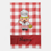 パーソナライズされたchefに赤イタリアン白の名前を付けます キッチンタオル (縦)