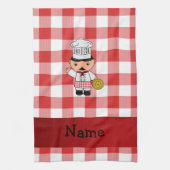 パーソナライズされたchefに赤イタリアン白の名前を付けます キッチンタオル (縦)