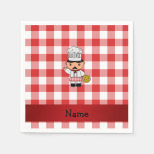 パーソナライズされたchefに赤イタリアン白の名前を付けます スタンダードカクテルナプキン
