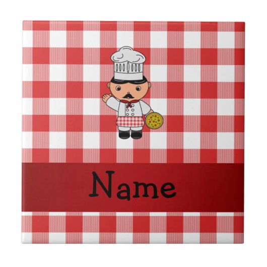 パーソナライズされたchefに赤イタリアン白の名前を付けます タイル (正面)