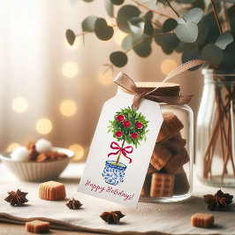 パーソナライズされたChinoiserie Topiary Holiday ギフトタグ