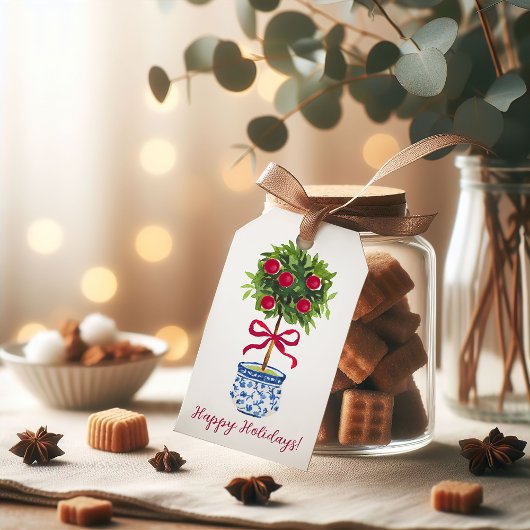パーソナライズされたChinoiserie Topiary Holiday ギフトタグ