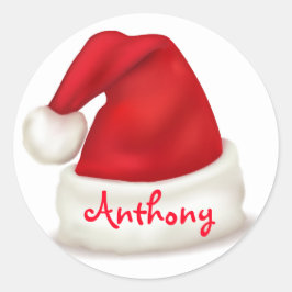 パーソナライズされたChristmasスタンプ/Santa Hat ラウンドシール