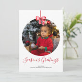 パーソナライズされたChristmas Bauble Photo Frame シーズンカード (スタンド正面)