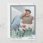パーソナライズされたChristmas Green Pine Forest写真 シーズンカード (正面)
