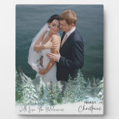 パーソナライズされたChristmas Green Pine Forest写真 フォトプラーク (正面)