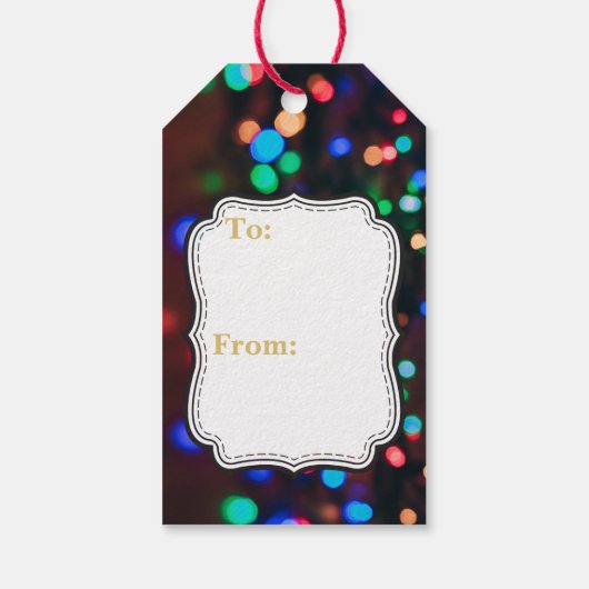 パーソナライズされたChristmas Lights写真 ギフトタグ (裏面)