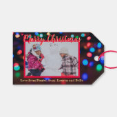 パーソナライズされたChristmas Lights写真 ギフトタグ (正面(横))