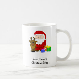 パーソナライズされたChristmas Mug – サンタとトナカイ コーヒーマグカップ