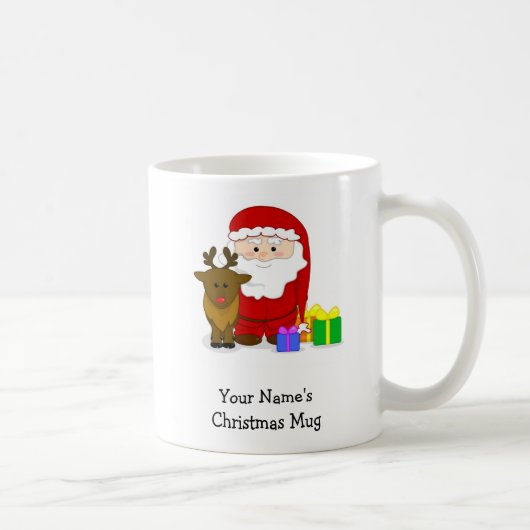 パーソナライズされたChristmas Mug – サンタとトナカイ コーヒーマグカップ (右)