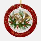 パーソナライズされたChristmas Musicフランスの Horn写真 セラミックオーナメント (正面)