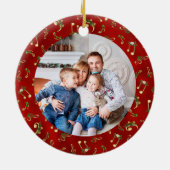 パーソナライズされたChristmas Musicフランスの Horn写真 セラミックオーナメント (裏面)